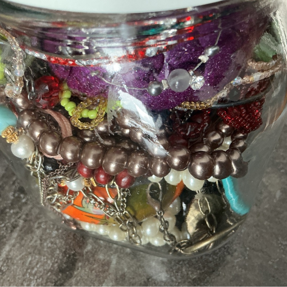Colorful Jewelry Collection in a Jar